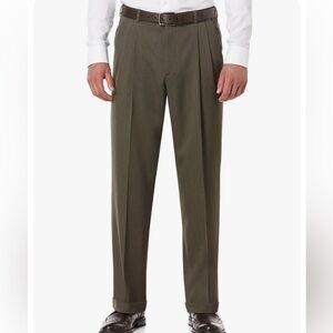 Perry Ellis America Taupe Pleated Front Cuffed Dress Slacks Pants Size 38 x 30